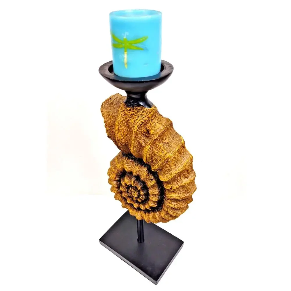 Vintage Nautical Sculpted Conch Shell Pillar Candle Holder 18